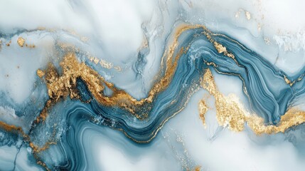 Elegant Marble Texture with Gold Veins in Blue and White Shades