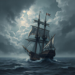 sailing ship in the sea