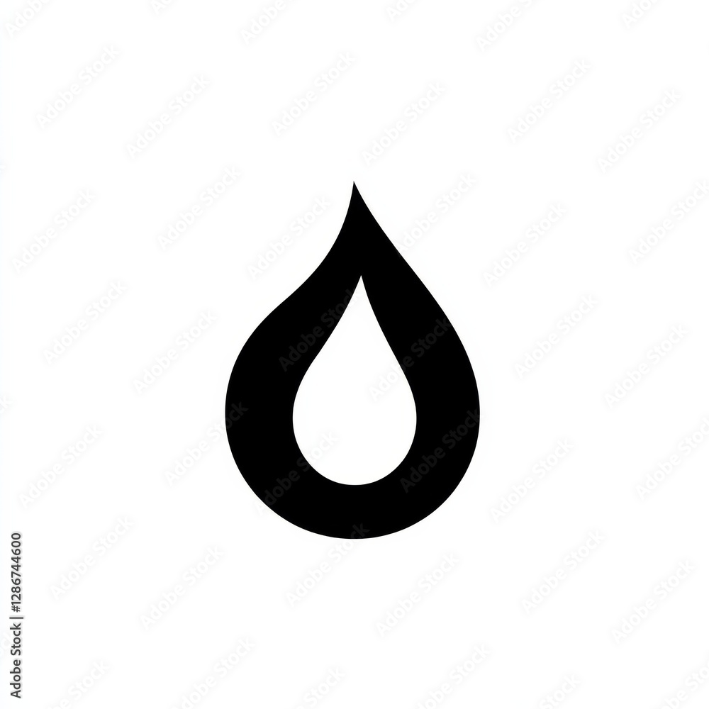 Poster minimalist black water drop: a simple and clean representation of water with a smooth, rounded desig