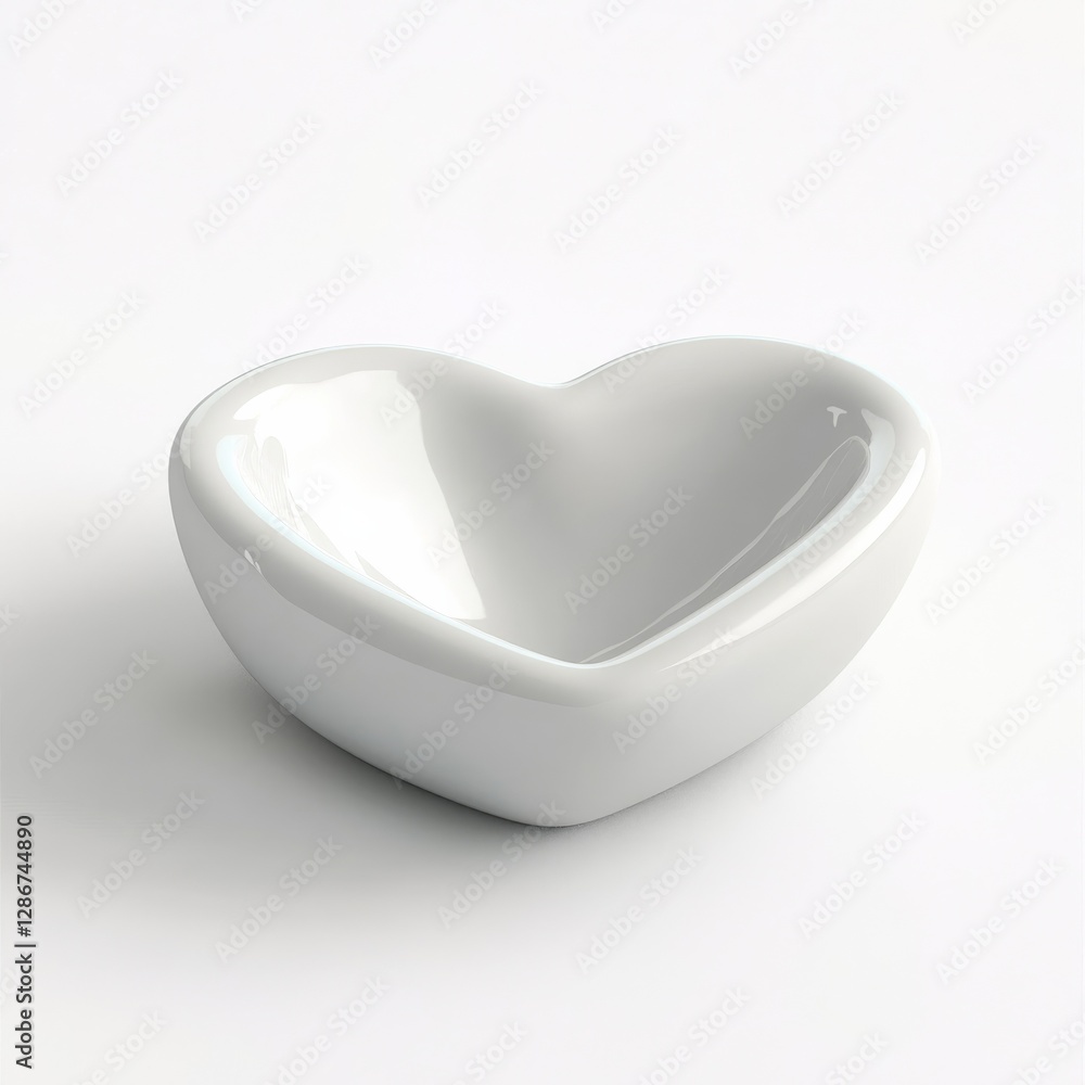 Poster minimalist white heart-shaped bowl on a clean background, symbolizing love and simplicity with smoot