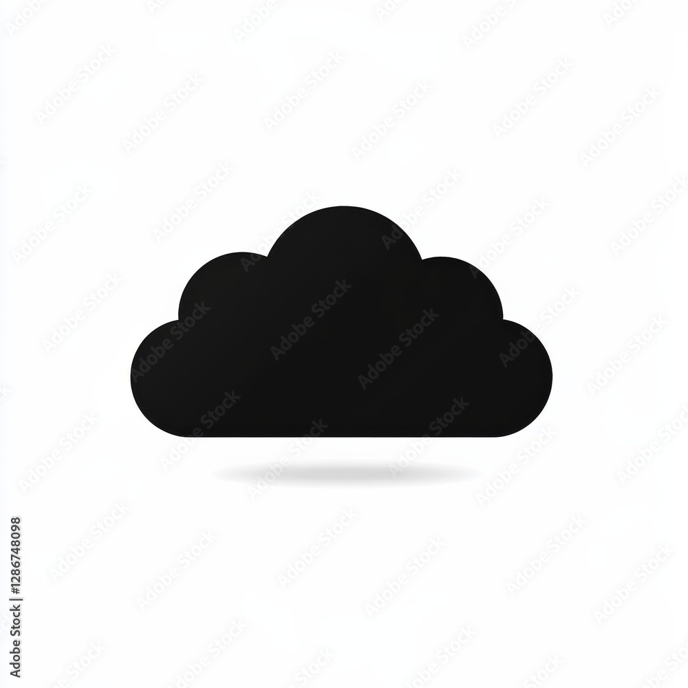 Aufkleber simple black cloud icon with subtle shadow on white background - minimalist design