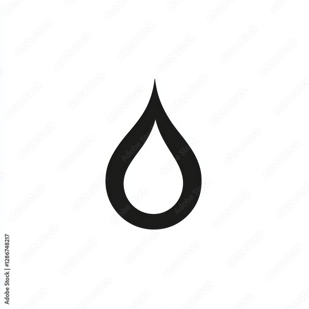 Poster simple minimalist water drop icon: black outline on white background for design elements