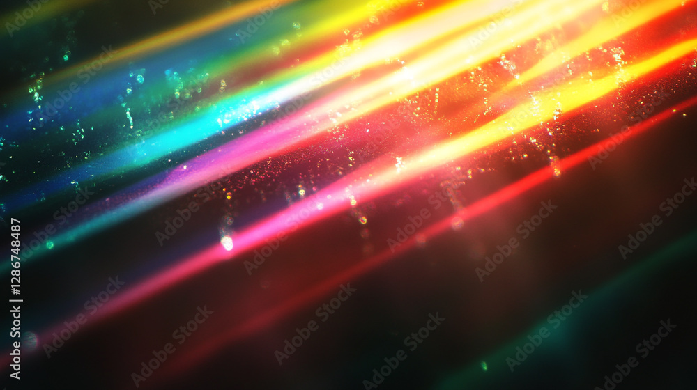 Poster colorful light rays create a vibrant visual experience in a dark setting