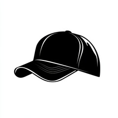 Fototapeta premium Sleek Black Cap: Minimalist vector illustration of a baseball cap, emphasizing its modern and stylish design.