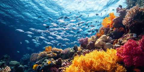 Fish School Coral Reef
