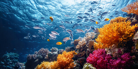 Fish School Coral Reef
