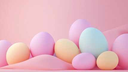Vibrant 3D Easter Eggs Background: Festive, colorful eggshell textures perfect for spring greetings, Easter cards, holiday decorations, website       