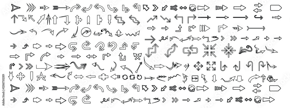 Poster arrow icon. mega set of vector arrows all arrow icon