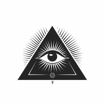 logo black emblem masonic symbol illuminati all-seeing eye in pyramid