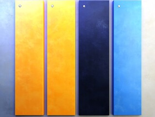 Vibrant vertical panels display rich orange blue and dark hues. AI Generated