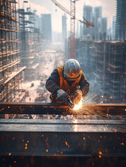  Welder Welding Construction Site Worker Industry Sparks Metal Steel Building Urban City Industrial Work Job Labor Manual Skill Iron Man People Outdoor Occupation Hard Manual Labor Construction Worker