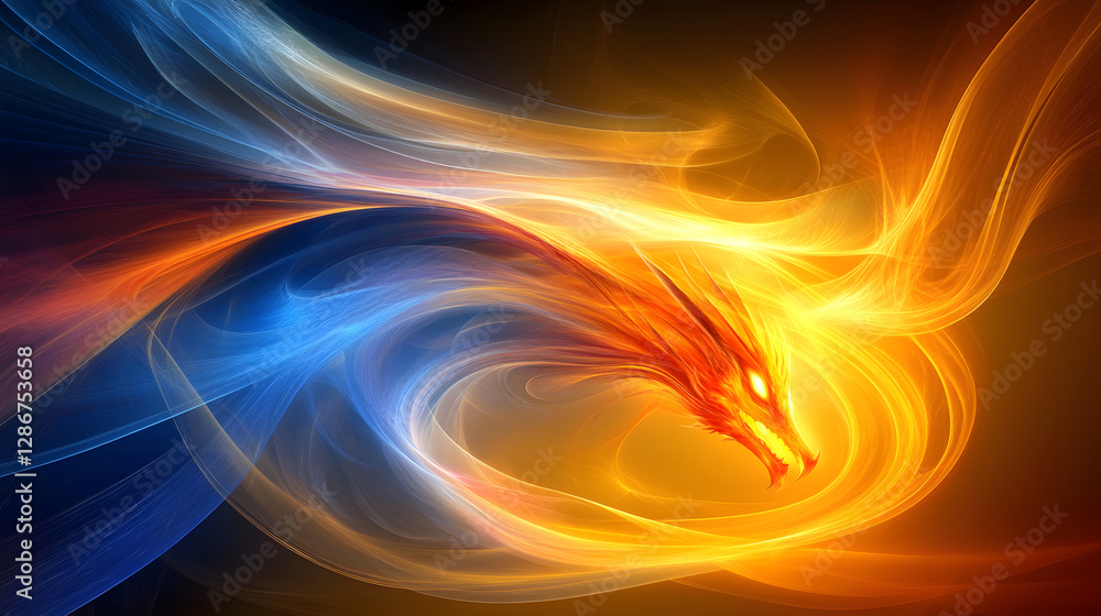 Poster colorful abstract background featuring red and blue swirls with a dynamic and vibrant design