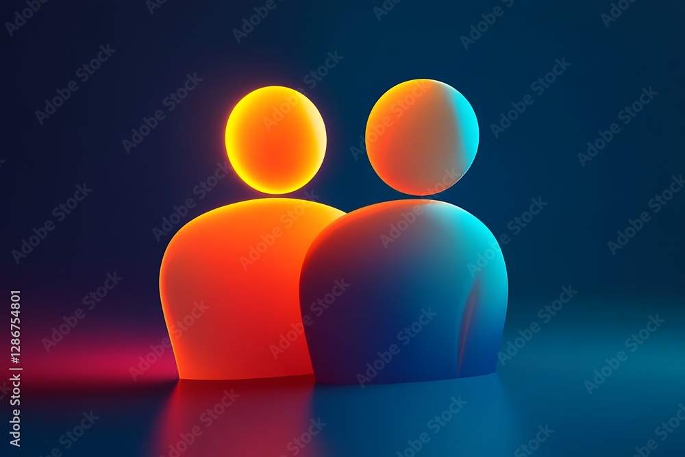 Poster abstract glowing figures representing connection and teamwork