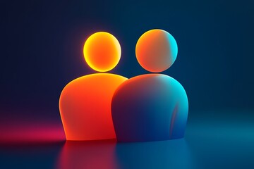Abstract Glowing Figures Representing Connection and Teamwork