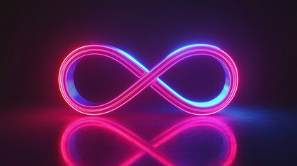 Neon infinity symbol illuminated with vibrant colors in a dark setting