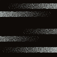Black background with horizontal stripes of silver dust, design element, flying circle confetti elements.