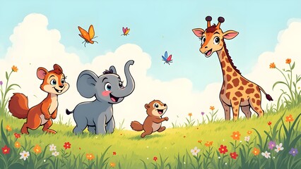 Obraz premium Fantastic adventure in cartoon animal park