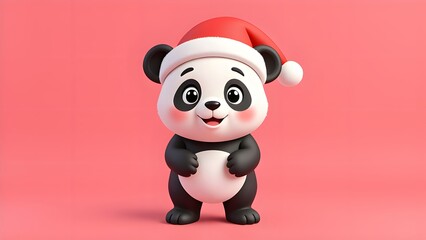 Naklejka premium Sweet wishes of Christmas panda