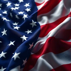 American flag, close-up, waving, patriotic, stars and stripes, red white and blue,