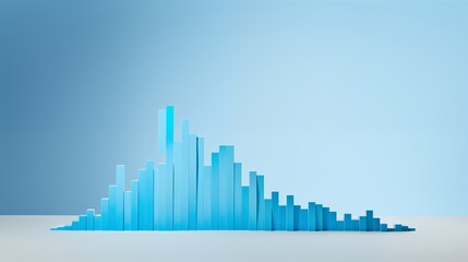 Obraz premium Bankrupt business chart on the left, pale blue background,generative ai illustration