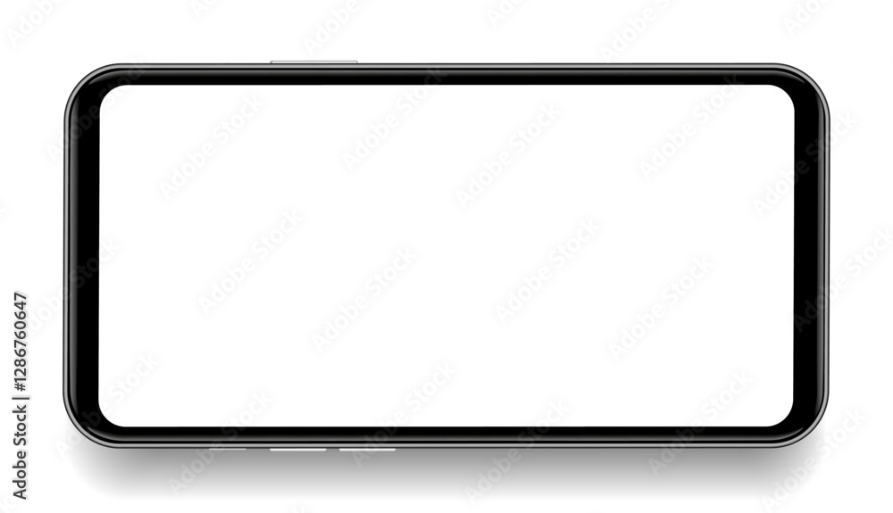 Leinwandbilder Realistic smartphone mockup. Mobile phone vector with isolated on white background. Device front view. 3D mobile phone with shadow. Realistic, high quality smart phone mockup for ui ux presentation.