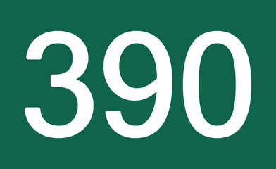 390 on a bright green canvas