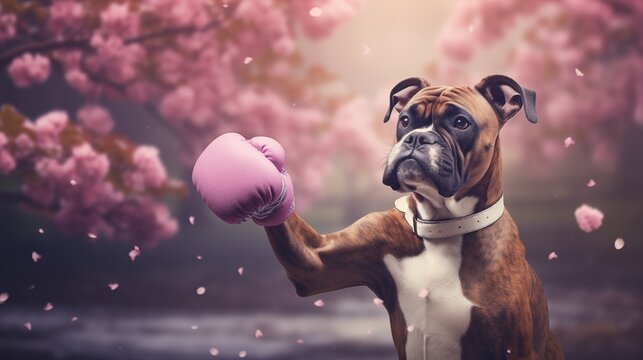 Boxer missing the target punch on the left, soft lavender background,generative ai illustration