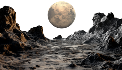 Asteroid Rocky Landscape isolated on a white background
