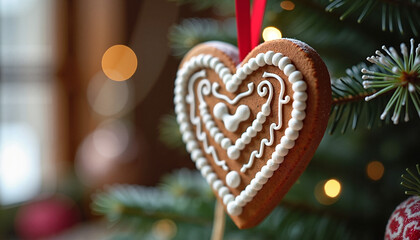 Gingerbread Heart Ornament Festive Cozy