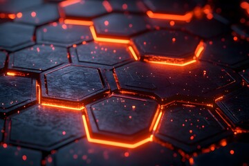 Obraz premium A High-Tech Abstract Background Featuring Glowing Red and Blue Light Streaks, Futuristic Digital Elements, and a Dynamic Cyber-Inspired Aesthetic for Modern Technology and Innovation Themes