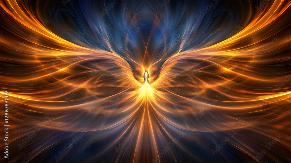 Poster bright orange and blue abstract background with cosmic patterns and textures for creative design pro