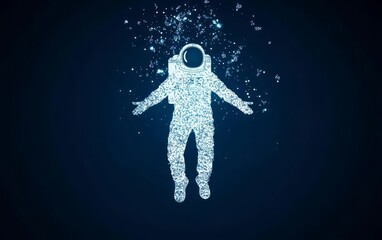 Fototapeta premium An astronaut floats in space, surrounded by sparkling stars and cosmic ambiance.
