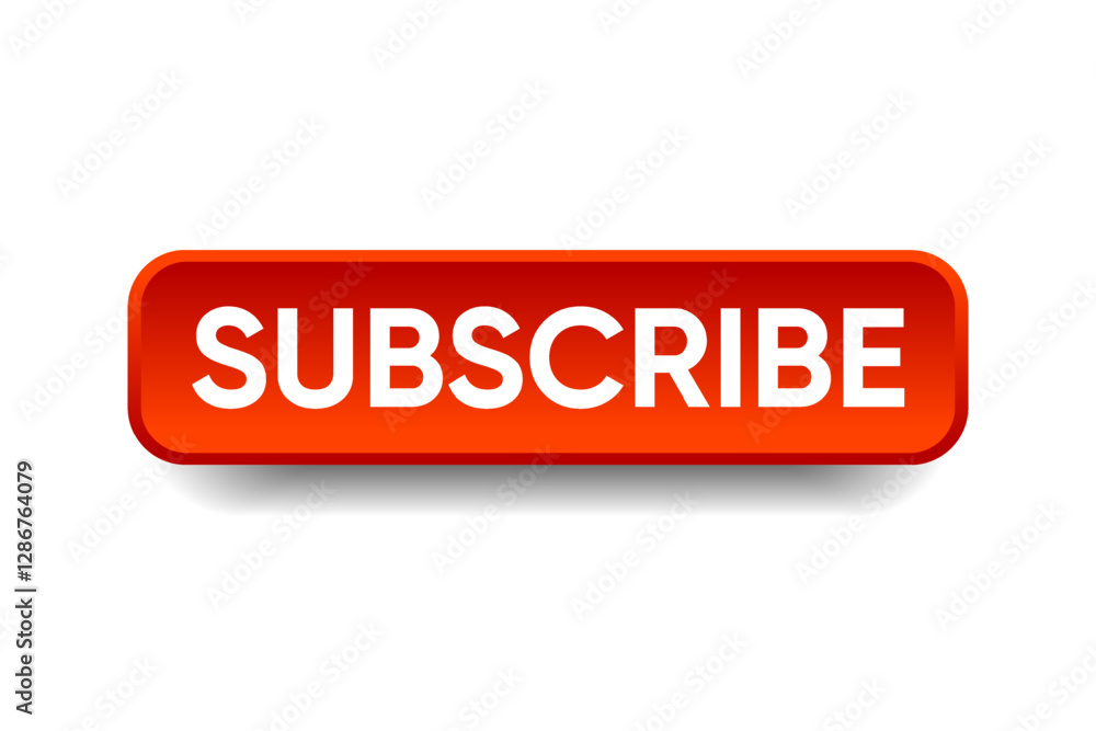 Poster Subscribe icon button, bell icon. Notification icon button and hand cursor click. Red button subscribe element for social media, marketing, channel, website, mobile app. Vector illustration eps10