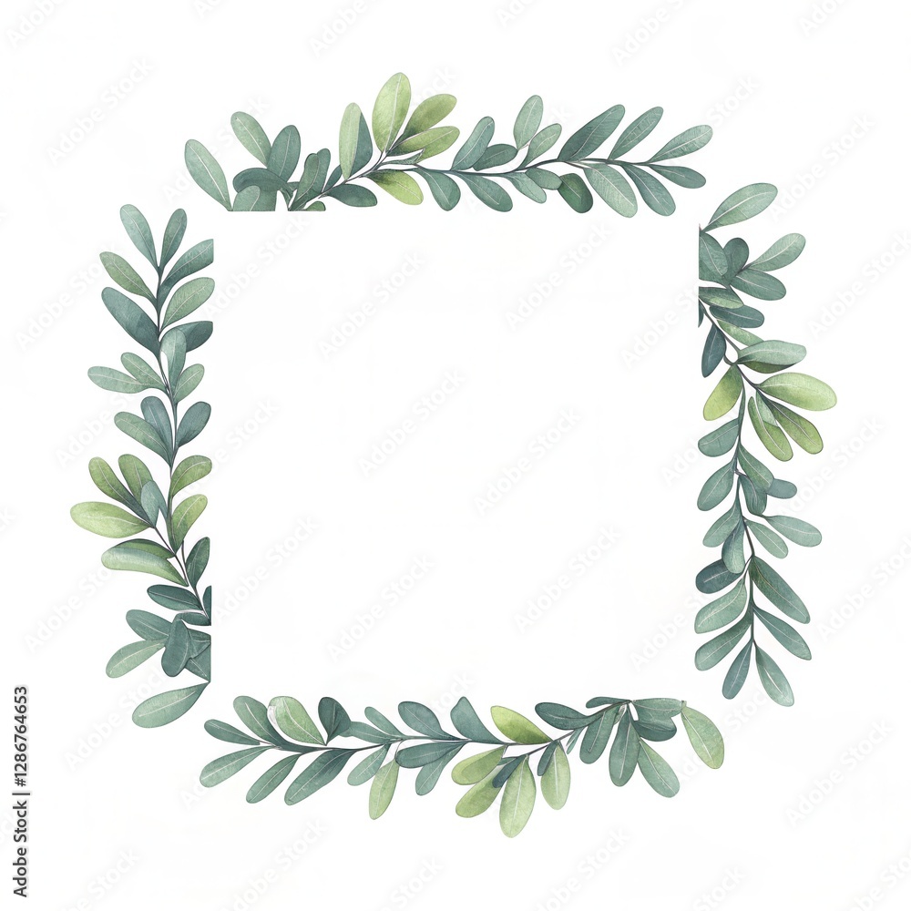 Poster elegant square frame with eucalyptus vines for creative design projects