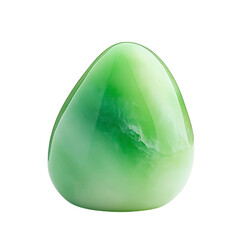 A Smooth Chrysoprase Stone with Bright Green Base Isolated on Transparent Background