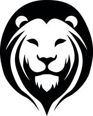 Stylized lion logo design, featuring a symmetrical and bold graphic representation
