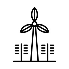 Wind turbine vector icon for renewable energy and eco themes. Editable stroke.