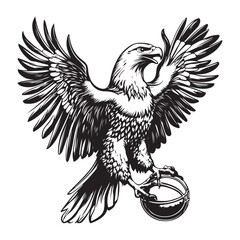 Majestic Eagle Holding a Basketball - Powerful Mascot Vector for Sports Logos, Branding, and Merchandise