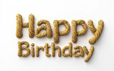 Obraz premium Of Happy Birthday made of twisted rope letters isolated on white background