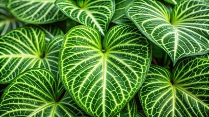 Close-up of fresh green leaves of CICA plant with intricate venation and glossy texture, botanical