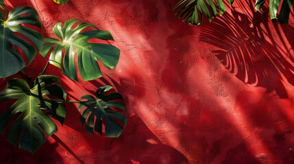 Dramatic lighting on monstera leaves forming beautiful organic patterns