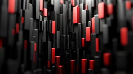 Obraz premium Abstract 3D black and red blocks background for digital design