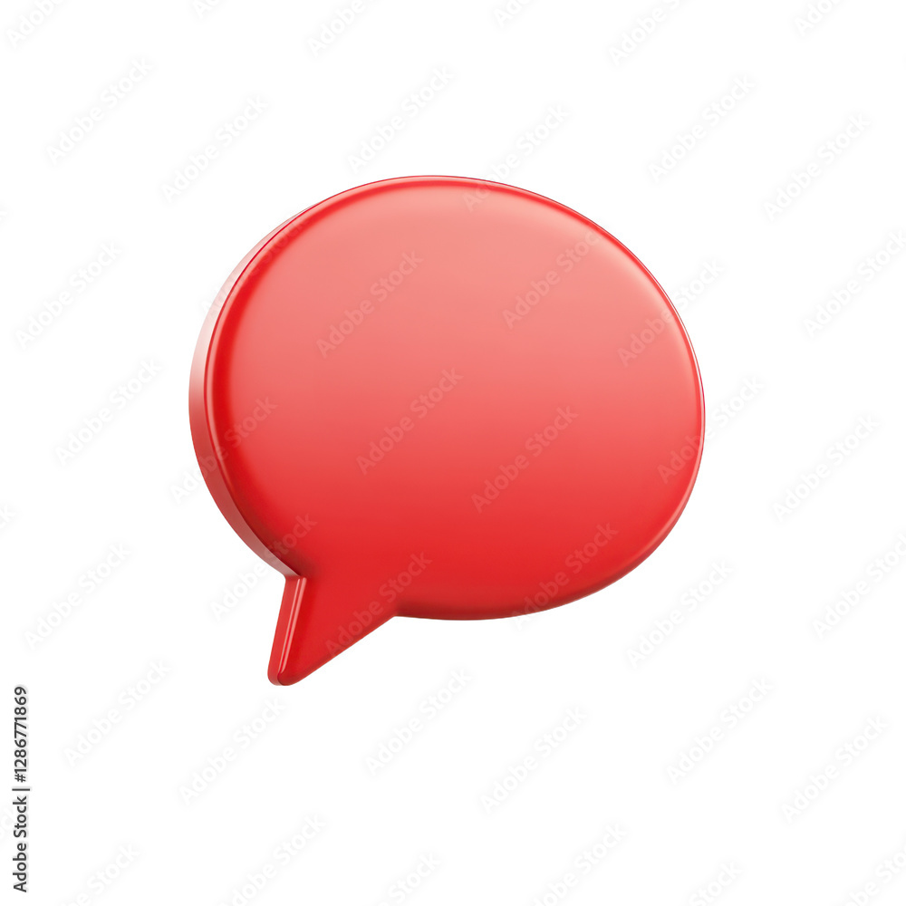 Poster 3d red speech bubble illustration for communication messaging or notification purposes glossy finish