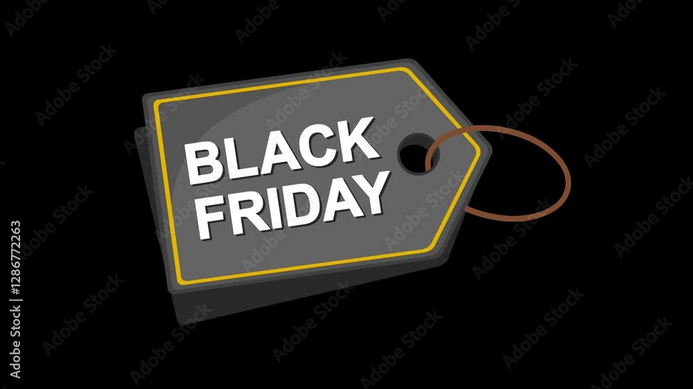 Poster video animation of label with the text black friday weekend concept, on a transparent background wit