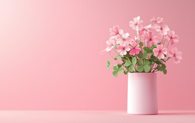 Naklejka premium Saint Patrick Day Hot Pink 3d background minimalistic mockup with space for text