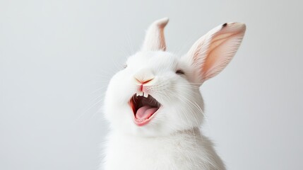 Adorable Fluffy White Bunny Rabbit Pet: Perfect for Easter, springtime, children's books, pet websites, and more! A charming image of a sweet, cuddly 