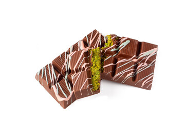 Dubai chocolate, milk chocolate filled with peanut butter and kunefe