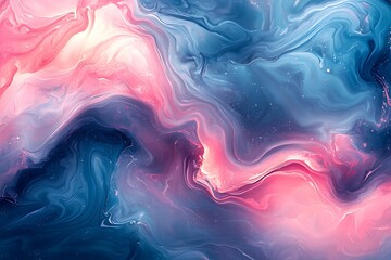 Fototapeta premium A colorful, swirling abstract design featuring shades of pink, blue, and white, evoking a sense of fluidity and artistic expression.