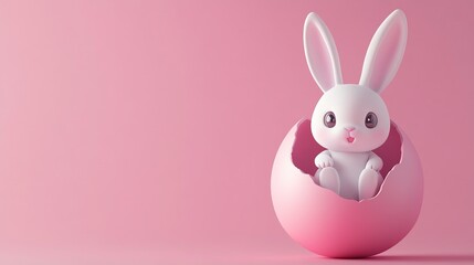 Fototapeta premium Adorable Easter Bunny Rabbit: A Cute Baby Bunny Sitting, Perfect for Spring Holiday Cards, Posters, and Children's Illustrations. Sweet, fluffy, and 