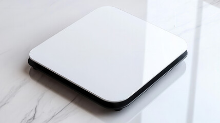 Modern digital scale on marble surface home environment product photography minimalist design